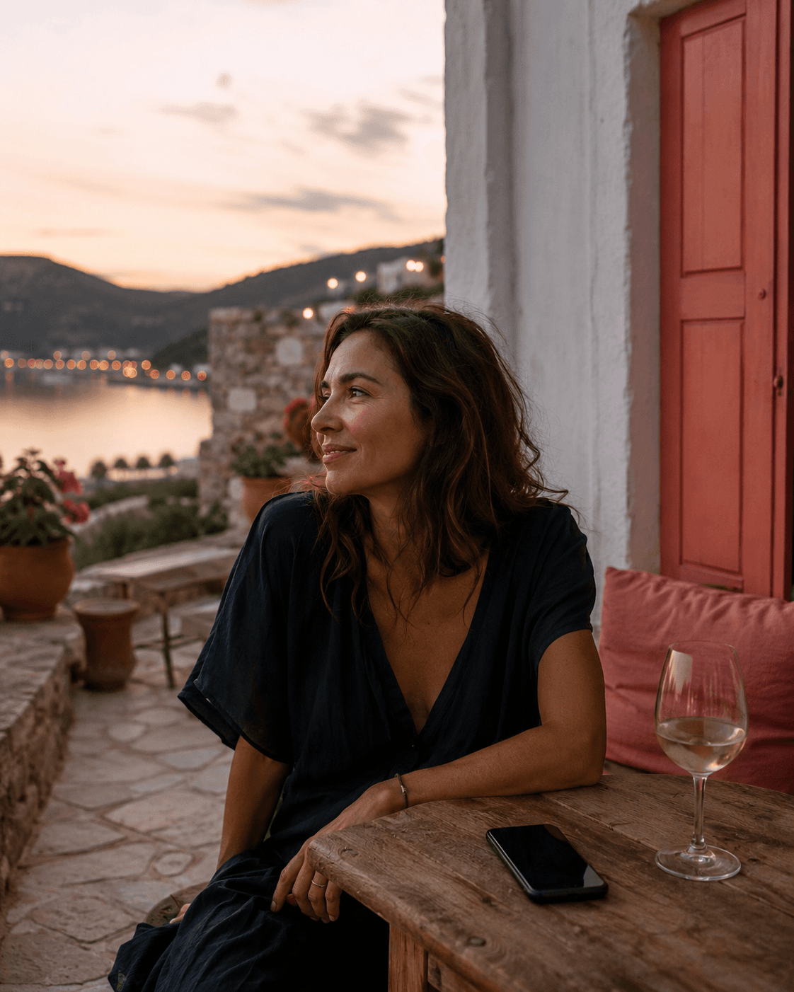 Host relaxing on a Mediterranean terrace