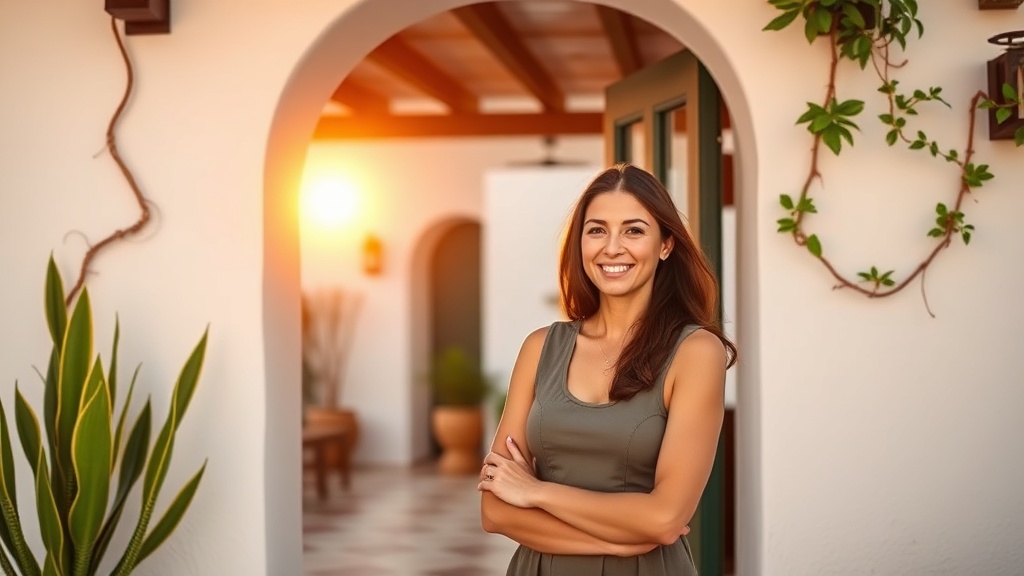 Smiling vacation rental host using HolaAI to manage guest conversations